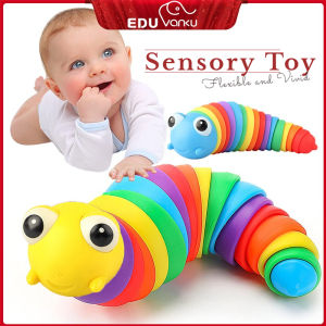 Sensory Baby Toys Rainbow Twisting Caterpillar Interactive Multicolored Infant Crawling Toys for Boys Girls Over 6Month