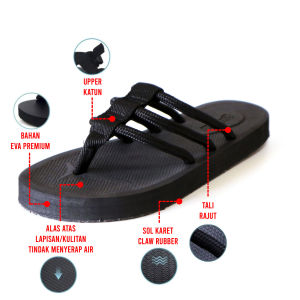 Sandal Traveling Jepit Pria Sol Karet Warna Hitam Gaya Santai GIORZ04