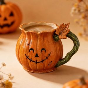 Pumpkin Halloween Mug with Handle Seasonal Resins Drinkware Cup for Fall Coffee Bar Decors and Candy Holders Display2026