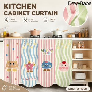 DewyBabe 100*70cm Kitchen Cabinet Curtain Washable Dust Proof Cover for Open Shelf Household Furniture Decor
