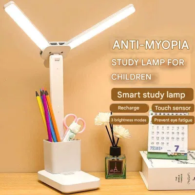 ✅100% Original Smilee USB Rechargeable Lamp Shade LED Desk Lamp With Pen Holder Study Light For Bedroom Dim