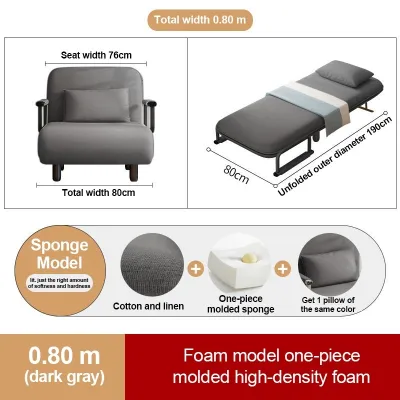 SAINTVILLA 80/120CM Foldable Technology Fabric Sofa Bed Office Lunch Break Sofa Chair & Apartment Bed Multi-Functional Space-Saving Sleeper