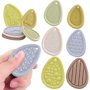 New Cute Animal Pattern Childrens Silicone Sensory Stone Texture Soft Worry Stone Anxiety Relief Toy