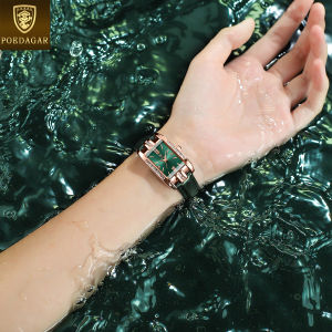 POEDAGAR genuine leather watch for women waterproof original korean style simple diamond square watch