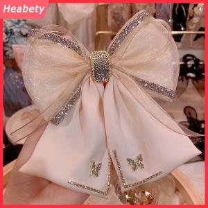 Heabety Vải Rhinestone Pha Lê Kẹp Tóc Bướm Lưới Bow Clip Tóc Mùa Xuân Clip Cho Phụ Nữ Hàn Quốc Phong Cách Thời Trang Phụ Kiện Tóc
