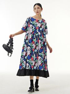 XITAO Dress Casual Women  Print Dress