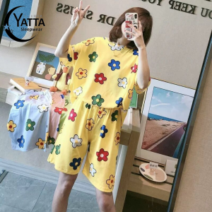 [READY STOCK] Korean Style KAEN Flora Short Sleeve & Shorts Pajamas Set