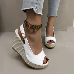 Free Shipping Plus-Size WomenS Wedge Sandals 2026 Summer New Fashion Open-Toe Fish-Mouth Roman-Style High-Heeled Sandals
