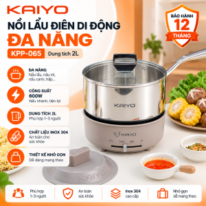 Nồi Lẩu Điện Đa Năng KAIYO KPP-065 2L – Nồi Điện Di Động Xếp Gọn Nấu Lẩu Nấu Mì Tiện Lợi Dễ Mang TheoHàng Chính Hãng