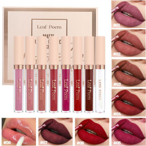 Leaf Poem Velvet Matte Lip Set - 8 Full-Color Collection Long-Lasting & Transfer-Resistant Your Go-To for Office & Party Makeup