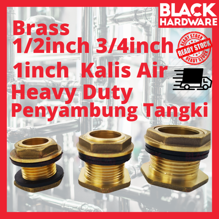 3/8 Female 1/2 Male Brass Bulkhead Fittings Tank Fitting With 2 Rubber  Ring