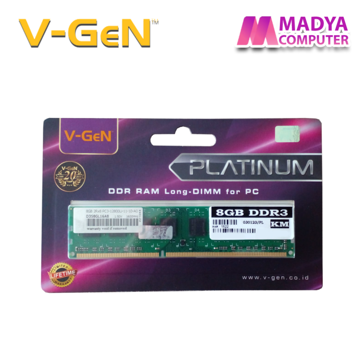Memory RAM PC V-GeN PLATINUM 8GB DDR3 1600MHz - RAM Komputer