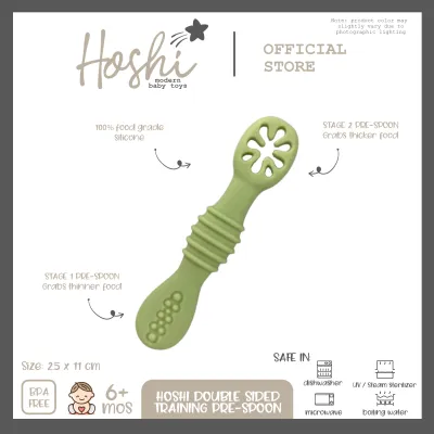 Hoshi Baby Double-Sided Training Weaning Pre-Spoon 100% Food Grade Silicone BPA Free Toddler 6Mos+
