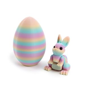 CLARO Easter 3D Printed Rabbit Eggs Rainbow Cute Animal Model Ornament Fashion Funny Happy Easter Gift