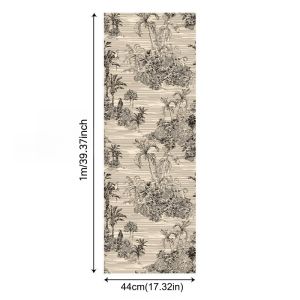 Black Peel and Stick Wallpaper Forest Sketch Vintage Tropical Wallpaper for BedroomArt Deco Wallpaper Removable Self-Adhesive Wall Decor