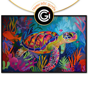 Tranh con rùa phong thủy cách điệu hiện đạitranh treo tường dán tường phòng bé trai-bé gái đơn giản.CGI-883