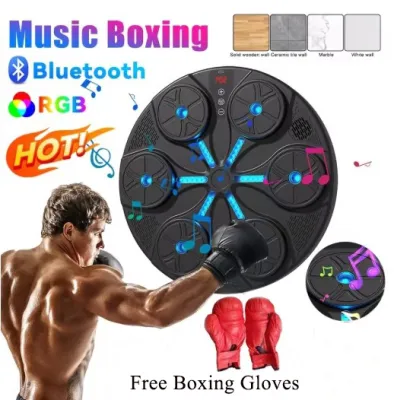 Music Boxing Machine USB Rechargeable Adjustable Wall Punch Pad with Gloves For Kids & Adults