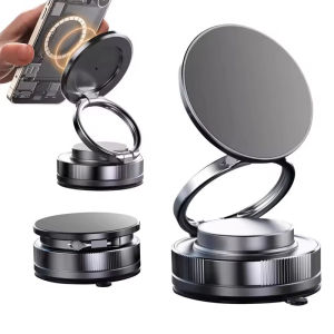 Vacuum Suction Stronger Magnetic Phone Holder 360° Rotatable Foldable Phone Bracket Smartphone Stand