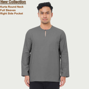 Kurta New Men’s Top Casual Shirt / Lelaki Kurta Dewasa 2024 / Kurta Raya / Kurta Pocket Round Neck