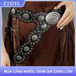 【ZTOYL】 Phong Cách Cổ Điển Của Phụ Nữ Giả PU Vành Đai Với Hình Bầu Dục Đinh Tán Khóa Dây Thắt Lưng Cổ Điển Cá Nhân Thắt Lưng