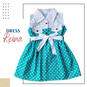 Dress Singlet Anak Perempuan 1-2Tahun Motif Polka Tali Pinggang Bahan Katun Adem Kancing Dada Aktif