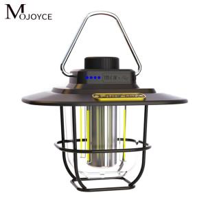 โคมไฟแคมป์ปิ้งกันน้ำ IPX4 ดีไซน์วินเทจ ชาร์จไฟ Type-C สำหรับกิจกรรมกลางแจ้งและเดินป่า