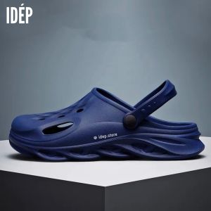 Dép Cross Clog Bít Mũi Nam Đế Gợn Sóng EVA Siêu Nhẹ Êm Chân iDEP SL048 Giày Sục Nam Quai Hậu