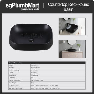 Rubine x sgPlumbMart EVEA 56 Countertop Ceramic Basin 560x420x145mm Toilet Bathroom Basin Table Top Basin