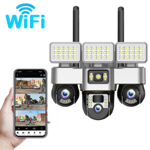 V380 HD 1080P cctv solar outdoor waterproof Camera WiFi/4G Sim Outdoor 3 Lens 3 Screen 10X Zoom PIR Human Detect Cameras Waterproof Night Vision CCTV Security Protection with LED light