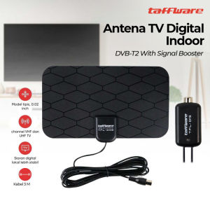 COD Taffware Antena TV Digital DVB-T2 4K High Gain 25dB Antena TV Indor Dalam Ruangan Antena TV Digital DVB-T2 25dB Spider Pattern Signal Booster