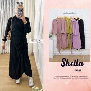 Setelan Remaja Muslimah Kekinian Sheila One Set Bahan Crinkle AIrflow Premium Outfit Muslimah