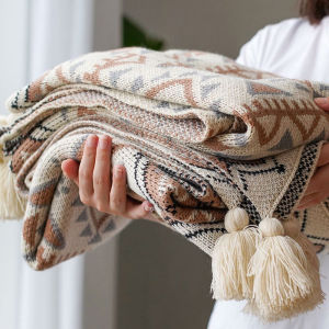 American Bohemian Sofa Blanket Knitted Jacquard Nap Blanket Outdoor Camping Blanket Travel Picnic Blankets Throws