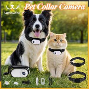 Lovinland Pet Cat Collar Camera HD 1080P Pet Camera Collar 120° Wide Angle Dog Collars Mini Sport Action Portable Cameras for Cats Dogs Outdoor Indoor Pet Accessories