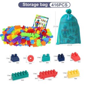 Building Blocks Bricks Set Large Size Montessori Educational DIY Creative Learning Toddler Preschool Rumah Tangga 100 260 416 Pieces