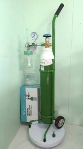 ถังออกซิเจน ขนาด 0.5 คิว ( ผอม ) พร้อมเกจ์หายใจGOONWIN และรถเข็น ชุดหายใจสำหรับผู้ป่วย ถังใหม่ พร้อมใช้งาน ( ออกซิเจน Oxygen )