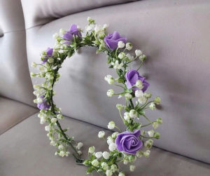 Vòng hoa babi đội đầu phối hoa xốp nhí chụp kỉ yếu nhóm múa dâng hoa