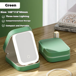 2-in-1 Compact Makeup Organizer with Mirror | Portable Elegant Storage for Travel Dorm & Bedroom