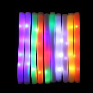 10Pcs Colorful LED Glow Sticks RGB LED Glow Foam Stick Luminous Flashing Cheer Sticks Birthday Concerts Bar Wedding Party Supplies