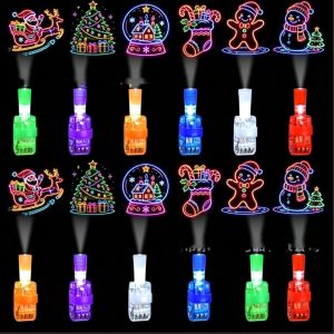 Kebidu Mini Máy chiếu giáng sinh Đèn vòng tròn 36pcs đặt trẻ em led ngón tay đèn đồ chơi tiệc tùng vui vẻ Quà tặng cho lớp học trao đổi trang trí ngày lễ