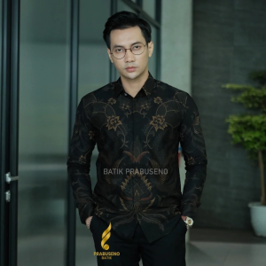 ADITYA - Prabuseno Kemeja Batik Pria Lengan Panjang Size Slimfit Bahan Katun Printing Lapis Furing Erro Handmade Kualitas Premium Jumbo Big Size Modern Halus Adem dan Nyaman Atasan Cowok Pakaian Kerja Formal Kantor