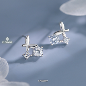Bông tai nữ chuôi bạc 925 Eleanor Accessories khuyên tai hình hồ điệp đính đá phụ kiện trang sức 8589