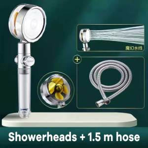 Tiktok HOT Sale shower head beautiful water pattern Turbo fan supercharged showerheads 360° rotating high water pressure with filter detachable design shower rain set