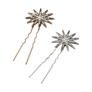 Metallic Style Rhinestone Star U Shape Hair Clip Summer Headwear for Woman Birthday Party Carnivals Non-slip Hairpin