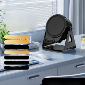 3-In-1 Smart Induction Speaker Stand Desktop Mini Bluetooth Speaker Wireless Charging Mobile Phone Stand Atmosphere Light Voice Control Multi-Function Speaker