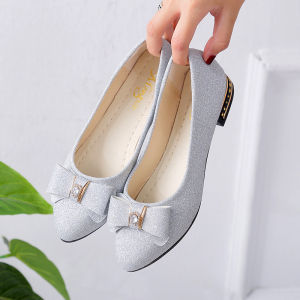 Free Shipping In-Stock Spring Collection: Bow-Tie Mom Shoes Shallow-Toe Loafers WomenS Sequined Soft-Sole Low-Heel Professional Flats
