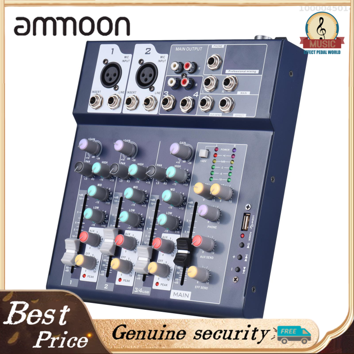 ammoon 4-channel Mixing Console Aux Paths Plus Effects Processor