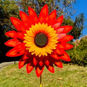 NALANILI PVC Cối xay gió hướng dương Đa phong cách Đường kính 36+25cm Cây hoa đứng trên sân vườn Chất lượng cao Cánh quạt gió sân vườn Trang trí tiệc ngoài trời