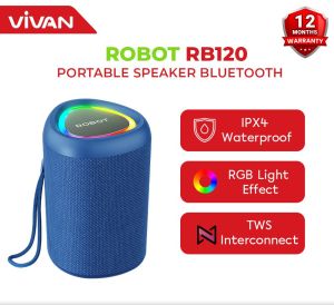 VIVAN ROBOT RB120 Portable Bluetooth Speaker IPX4 Waterproof RGB Light Effect TWS Interconnect