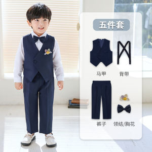 Childrens Suit Dress for Boys Spring Korean Style Solid Color Vest Suit Boys Birthday Flower Girl Costume