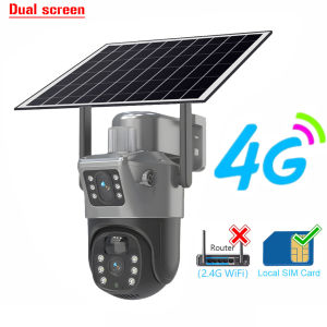 V380 WIFI/4G SIM Solar Camera 8MP Outdoor Waterproof IP Camera 4 K Dual Lens Full HD Color Night Vision Artificial Intelligence Bidirectional Detection CCTV Camera